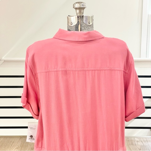NWT XL Croft and barrow, pink colored button-down short sleeve dress w/ pockets - Picture 7 of 7